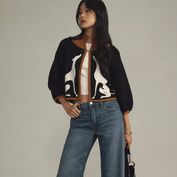 Anthropologie Maeve Dog Knit Cape Cardigan Sweater Greyhound Dogs Shrug 2X NWT - Picture 7 of 9